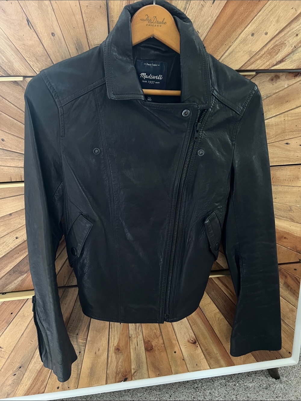 Madewell Black Leather Asymmetric Moto Jacket